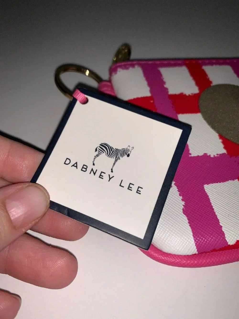 NWT Dabney Lee Makeup Bag Pouch Pink Red Plaid Heart